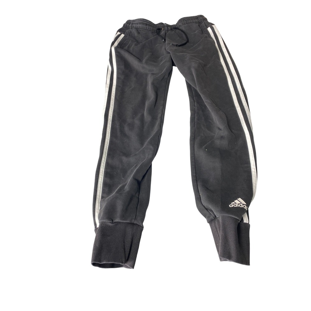 Adidas Mens Black 3 Stripe Jogger Sweatpants Drawstring Waist Size Small EE48